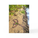 Breast Cancer Greeting Card-Pink ribbon in sand.