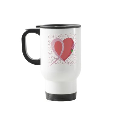 Breast Cancer Heart Customizable Travel Mug by fight_breast_cancer