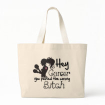 Breast Cancer Hey You Picked The Wrong Bitch Canvas Bags