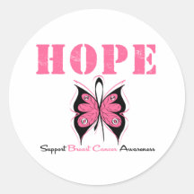 Breast Cancer Hope Butterfly Round Stickers
