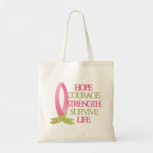 Breast Cancer Hope Courage Strength Canvas Bags