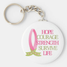 Breast Cancer Hope Courage Strength Key Chains