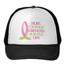 Breast Cancer Hope Courage Strength Mesh Hats