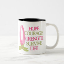 Breast Cancer Hope Courage Strength Mug