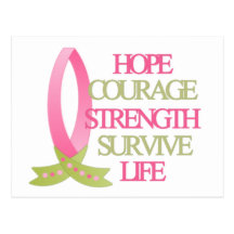Breast Cancer Hope Courage Strength Postcard
