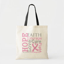 Breast Cancer Hope Faith Motto Bags