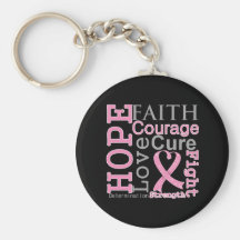 Breast Cancer Hope Faith Motto Keychain