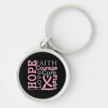 Breast Cancer Hope Faith Motto Keychain