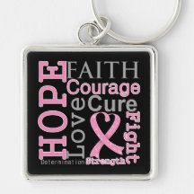 Breast Cancer Hope Faith Motto Keychains