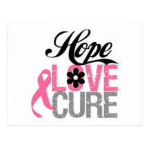 Breast Cancer HOPE LOVE CURE Gifts Post Cards