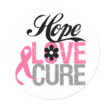 Breast Cancer HOPE LOVE CURE Gifts Round Stickers