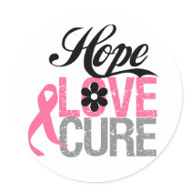 Breast Cancer HOPE LOVE CURE Gifts Round Stickers