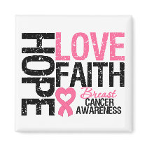 Breast Cancer Hope Love Faith Fridge Magnets