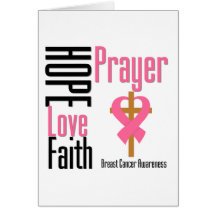 Breast Cancer Hope Love Faith Prayer Cross Card
