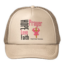 Breast Cancer Hope Love Faith Prayer Cross Hat