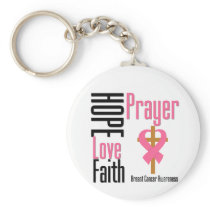 Breast Cancer Hope Love Faith Prayer Cross Keychain