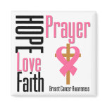 Breast Cancer Hope Love Faith Prayer Cross Fridge Magnet