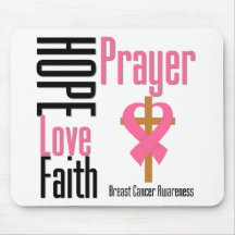 Breast Cancer Hope Love Faith Prayer Cross Mouse Pad