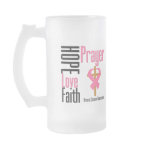 Breast Cancer Hope Love Faith Prayer Cross Mugs