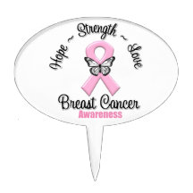 Breast Cancer Hope Strength Love Oval Cake Topper