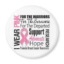 Breast Cancer I Wear Pink Ribbon TRIBUTE Fridge Magnets