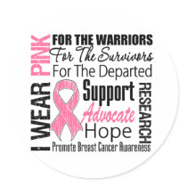 Breast Cancer I Wear Pink Ribbon TRIBUTE Round Sticker