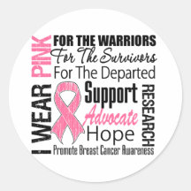 Breast Cancer I Wear Pink Ribbon TRIBUTE Round Sticker