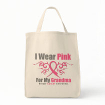 Breast Cancer I Wear Pink Tribal Ribbon (Grandma) Canvas Bags