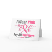 Breast Cancer I Wear Pink Tribal Ribbon (Warriors) Greeting Card