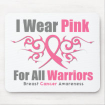 Breast Cancer I Wear Pink Tribal Ribbon (Warriors) Mouse Pads