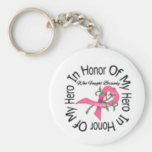 Breast Cancer In Honour Of My Hero Keychain