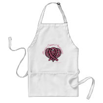 Breast Cancer Mosaic Heart Ribbon Apron