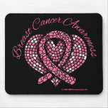 Breast Cancer Mosaic Heart Ribbon Mouse Pad