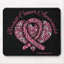 Breast Cancer Mosaic Heart Ribbon Mouse Pad