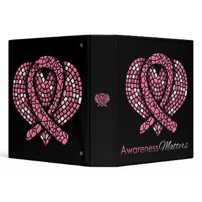 Breast Cancer Mosaic Ribbon Awareness Matters 3 Ring Binders by giftsforawareness