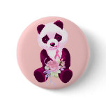 Breast Cancer Panda Bear Pinback Button