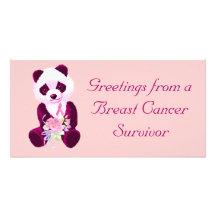 Breast Cancer Panda Bear Custom Photo Card