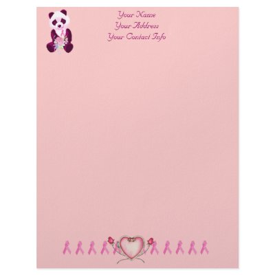 Breast Cancer Panda Bear Letterhead Template by orsobear