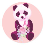 Breast Cancer Panda Bear Round Stickers
