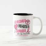 Breast Cancer PEACE, LOVE, A CURE 1 (Grandma) Mug