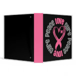 Breast Cancer Peace Love Cure Ribbon Binder