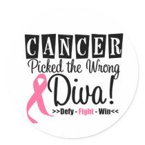 Breast Cancer Picked The Wrong Diva v2 Round Sticker