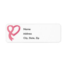 Breast Cancer Pink Heart Ribbon Custom Return Address Labels