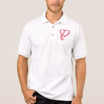 Breast Cancer Pink Heart Ribbon Polos