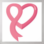 Breast Cancer Pink Heart Ribbon posters