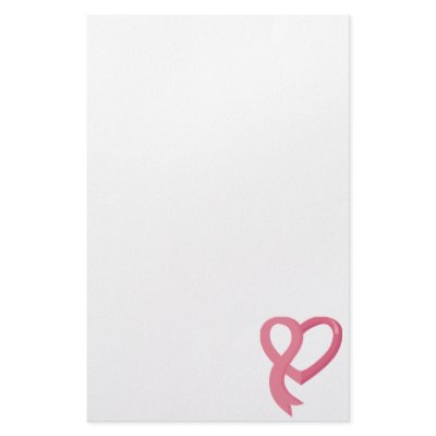 Breast Cancer Pink Heart Ribbon Stationery Design by awarenessgifts