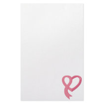 Breast Cancer Pink Heart Ribbon Stationery Design