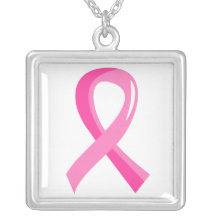 Breast Cancer Pink Ribbon 3 Custom Necklace