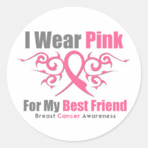 Breast Cancer Pink Tribal Ribbon Best Friend Stickers