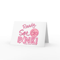 Breast Cancer Ready, Set, Go Pink! Greeting Cards